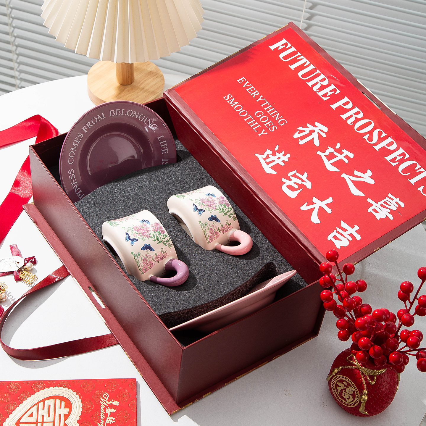 新婚结婚乔迁之喜搬家伴手礼杯子送新人礼物高级实用陶瓷咖啡杯碟