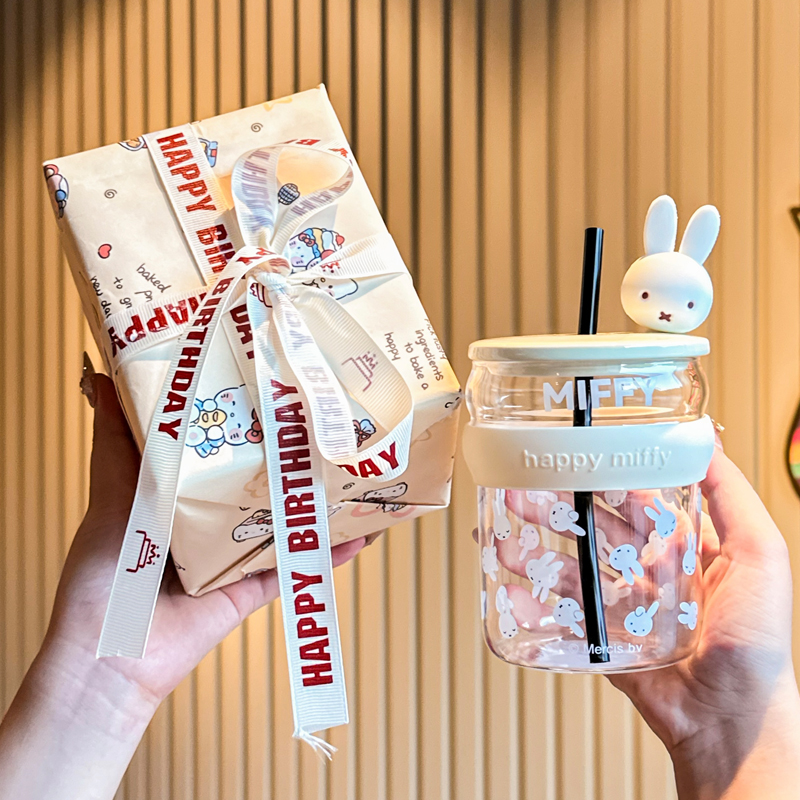 生日礼物女生可爱米菲兔玻璃杯子
