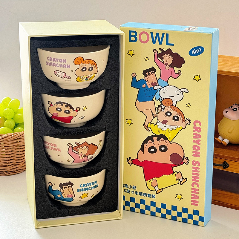 蜡笔小新陶瓷餐具套装亲子米饭碗