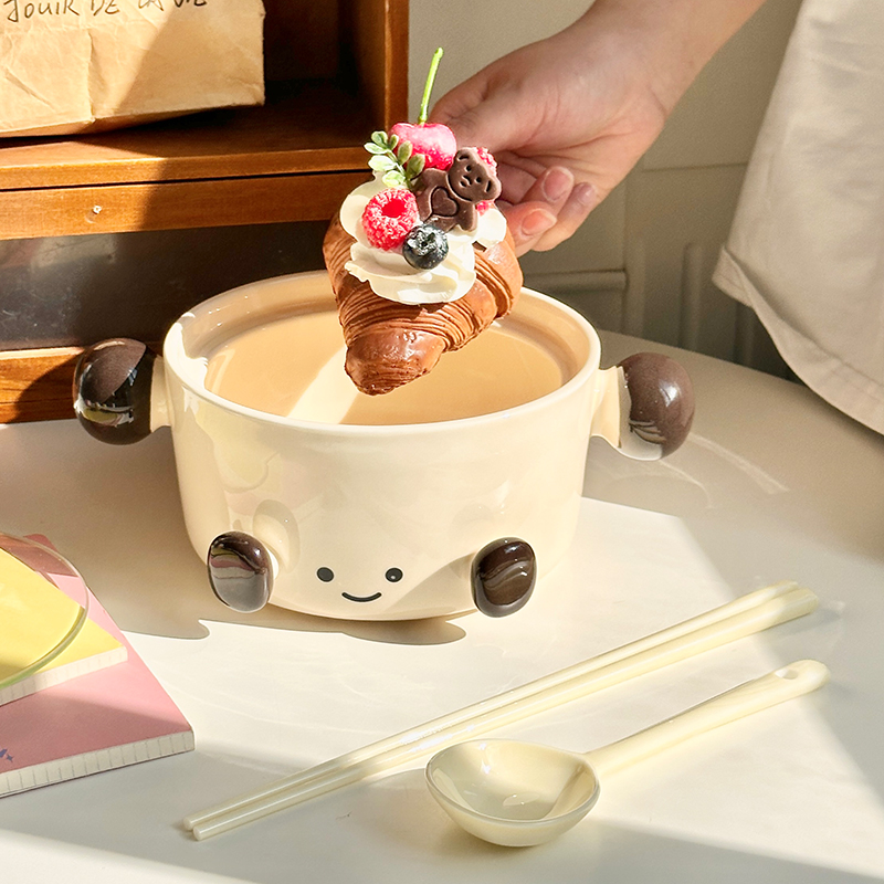 可爱胖脚丫泡面碗2025新款釉下彩餐具学生宿舍螺蛳粉碗微波炉饭碗