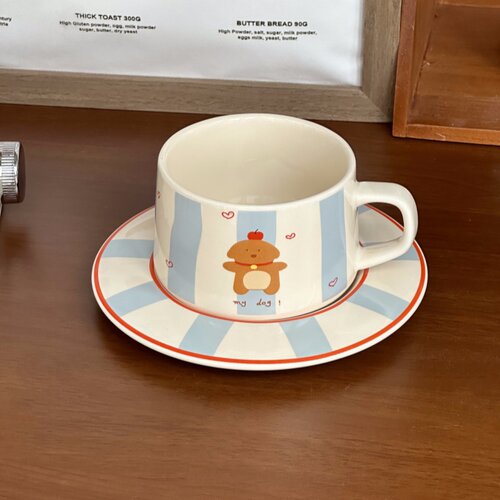 ins韩式小狗咖啡杯碟套装