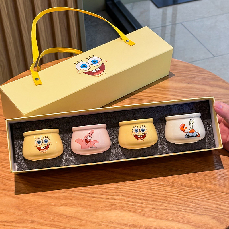 中秋节礼品可爱海绵宝宝泡茶杯子送女生生日礼物乔迁新居伴手礼盒