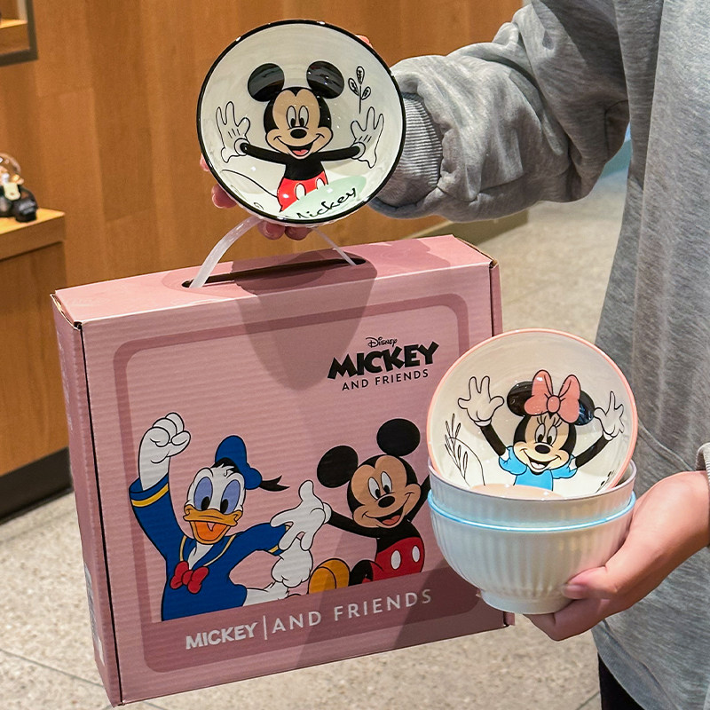 生日礼物可爱迪士尼米奇米妮米饭碗家用餐具礼盒套装高颜值伴手礼