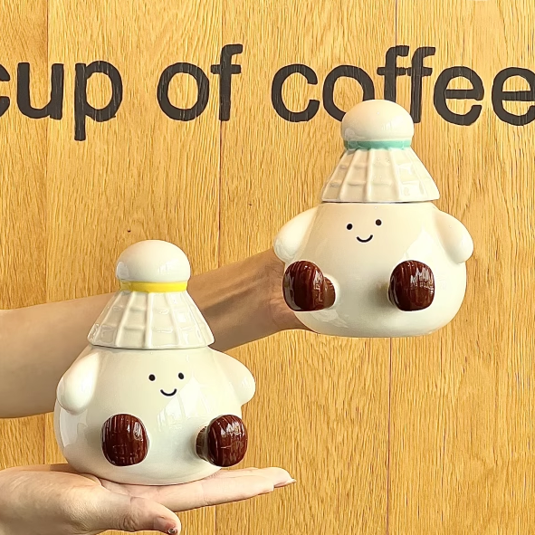 可爱卡通墩墩水杯子羽毛球陶瓷马克杯带盖生日礼物闺蜜伴手礼礼盒,餐饮具,马克杯,淘宝优惠券,粉丝福利购,淘宝优惠卷