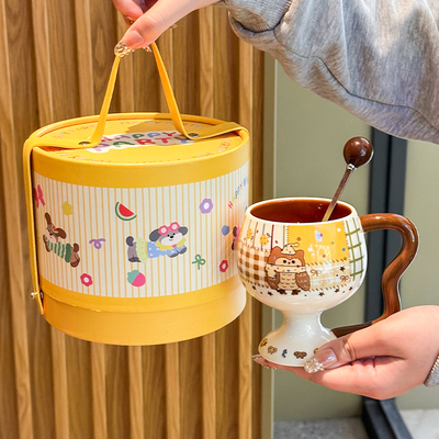 呆萌可爱萌宠高脚水杯女生马克杯