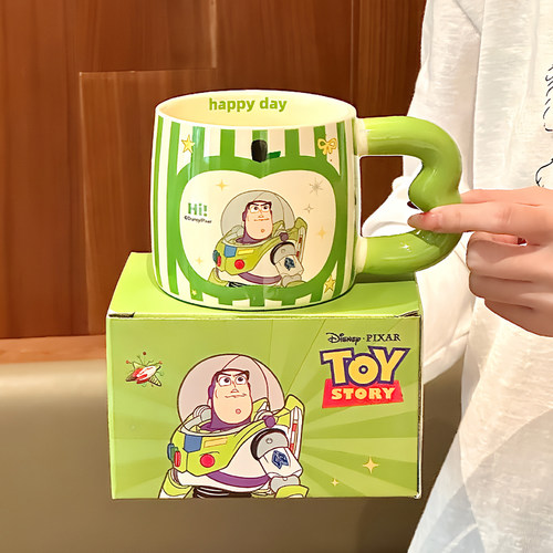 迪士尼巴斯光年陶瓷马克杯男女生生日礼物办公室牛奶咖啡杯礼盒装