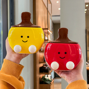 可爱搞怪乒乓球水杯男女生生日礼物稀奇古怪陶瓷马克杯带盖伴手礼