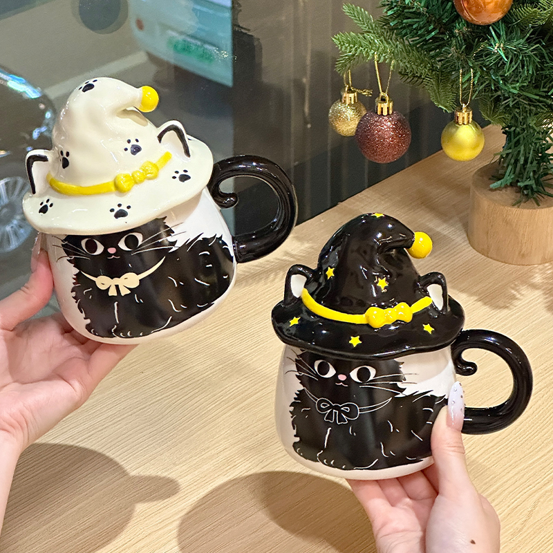 生日礼物女生小众魔法猫咪陶瓷马克杯情侣款杯子男生咖啡杯伴手礼