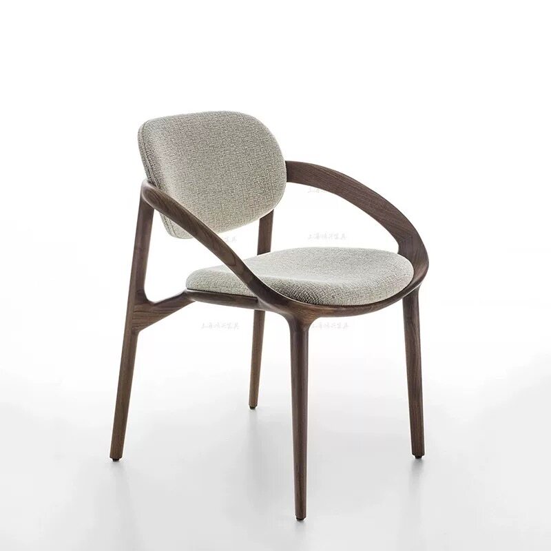 尚品轩餐椅北美黑胡桃木书椅简约高级设计师靠背书椅真皮扶手餐椅