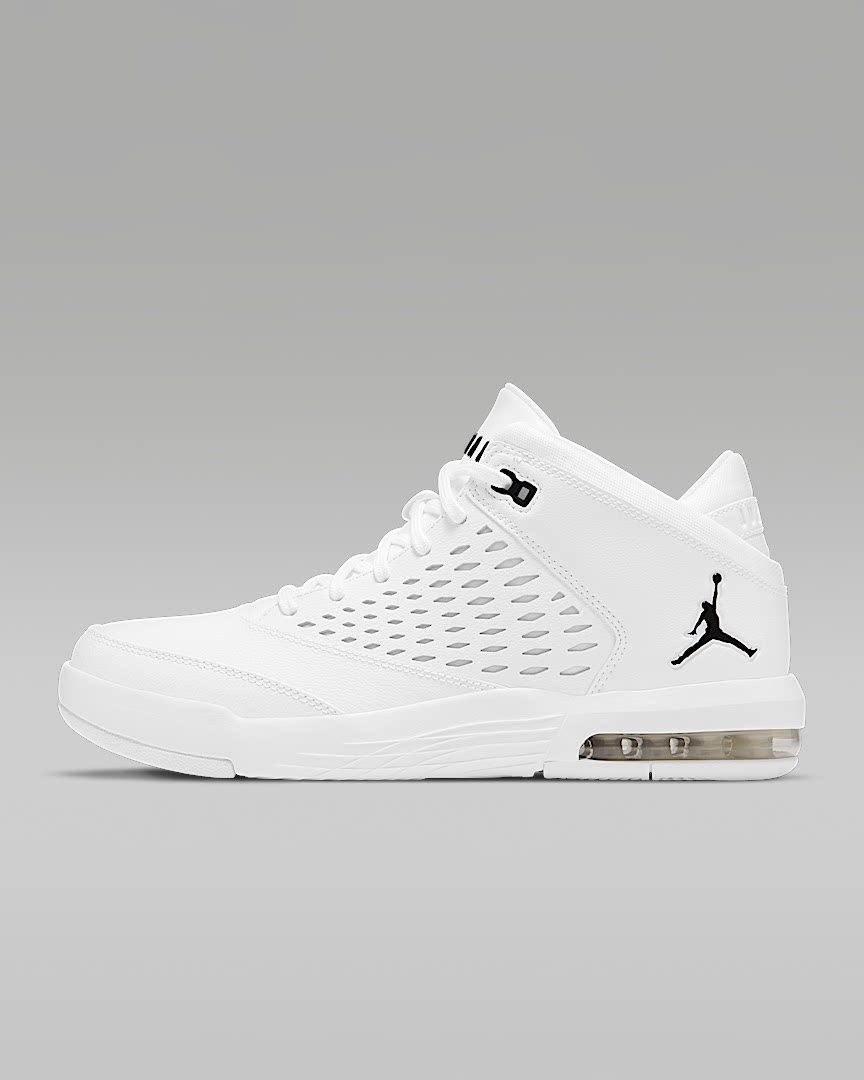 耐克Jordan Flight Origin 4 男子白黑中帮复古篮球鞋 921196-100