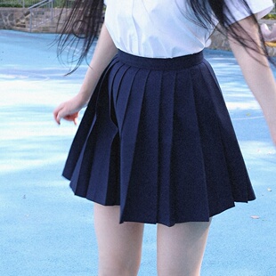 日系jk学院风正统基础款纯色百褶裙校供感制服短裙毕业班服运动会