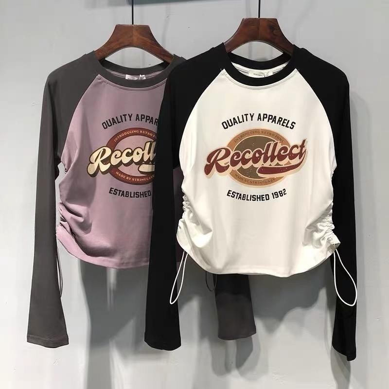 女童春秋字母印花长袖T恤打底衫