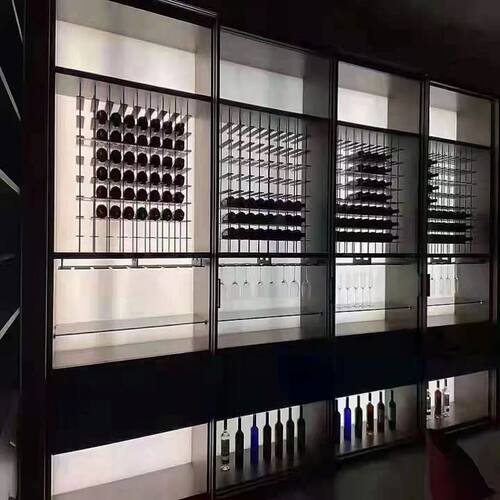 千层红酒架 铝合金酒架 定制方格创意酒架 酒柜配套装饰 酒架格金