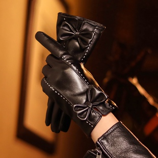 秋冬新皮手套女冬季新款加绒加厚户外骑行保暖防寒防风耐寒潮气质