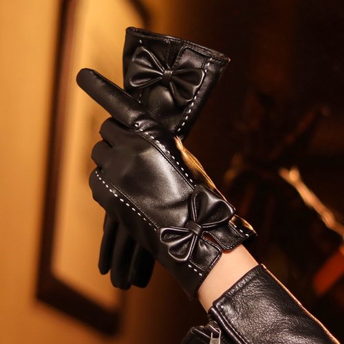 秋冬新皮手套女冬季新款加绒加厚户外骑行保暖防寒防风耐寒潮气质