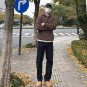 NICE LILI纯色连帽衫 套头加绒加厚卫衣重磅宽松简约休闲上衣男女