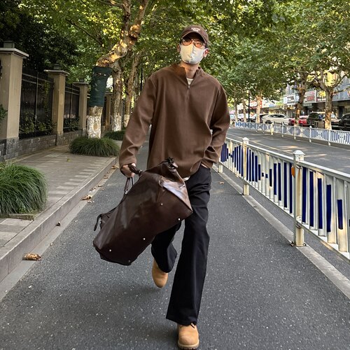 NICELILI美式华夫格立领长袖