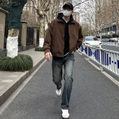 NICE 水洗做旧休闲百搭cleanfit长裤 LILI美式 复古宽松直筒牛仔裤