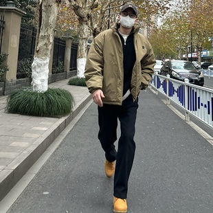 工裝 NICE LILI日系復古寬松直筒黑色牛仔褲 美式 男 休閑百搭闊腿褲