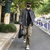 宽松水洗做旧工装 NICE 衬衣外套男 长袖 衬衫 LILI美式 复古重磅猎装