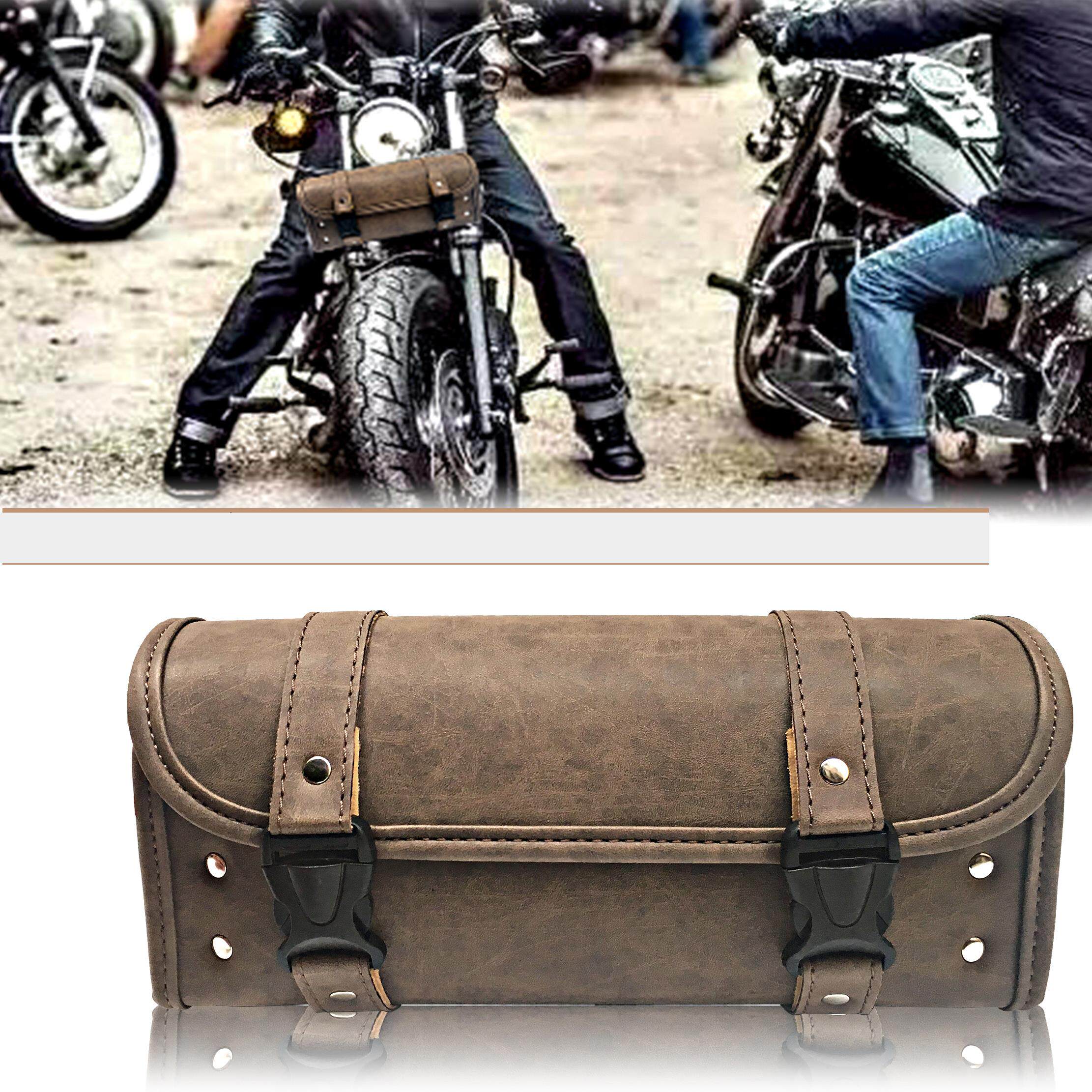 棕灰色摩托车边包挂包哈雷电动车太子车复古机车前包后尾包车头包