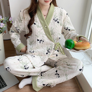 空气棉纯棉和服春秋冬季 加厚保暖产后喂奶哺乳月子服孕妇睡衣怀孕