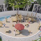 幼儿园户外沙池区玩沙玩具儿童玩沙木制转轮漏斗沙池设备