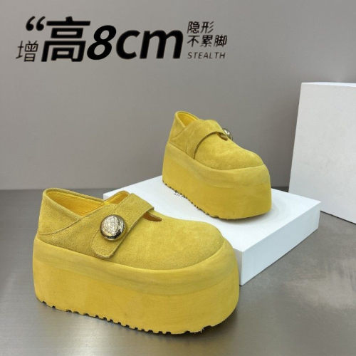 8cm厚底女鞋松糕鞋女2026新款大头鞋女小个子增高休闲面包鞋单鞋