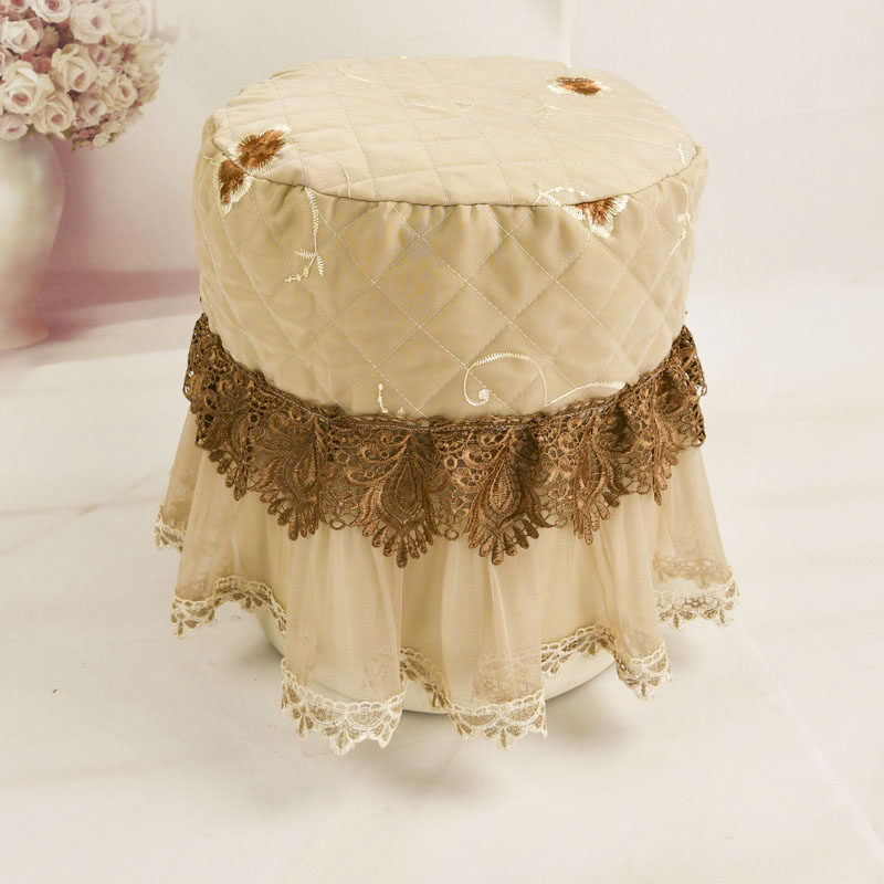 新品欧式凳子套布艺蕾丝圆形通用椅子防尘罩转椅防灰尘套定做包邮