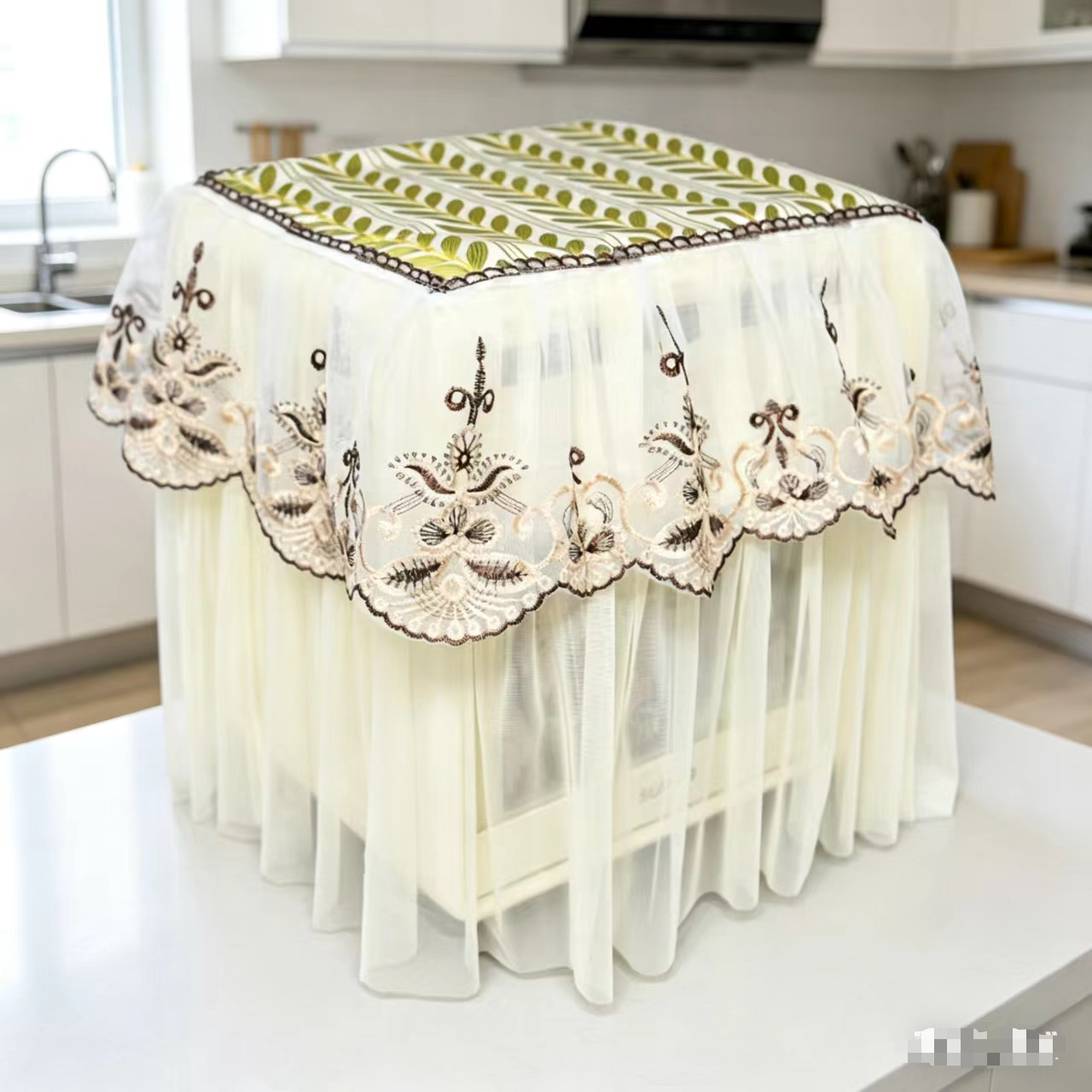 方形空气炸锅破壁机防尘罩布现代简约蕾丝通用厨房豆浆机电饭煲罩