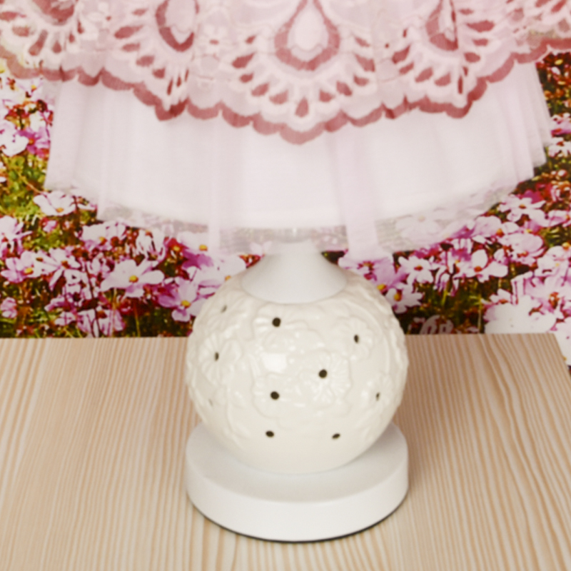 韩式卧室床头圆形布艺台灯盖布欧式盖巾台布床头柜蕾丝防尘罩