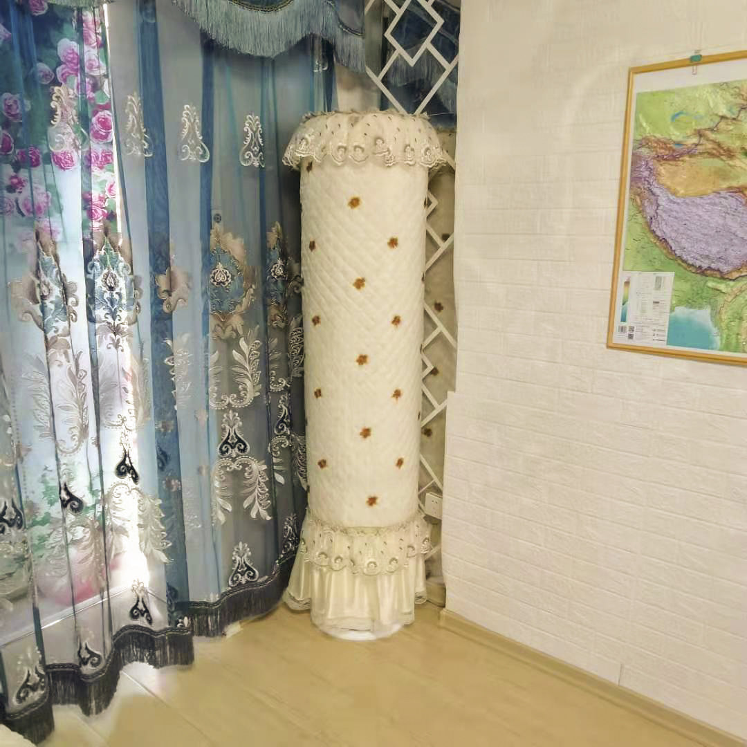 新款现代圆柱空调罩子柜机蕾丝布艺立式圆形空调罩防尘罩定制包邮