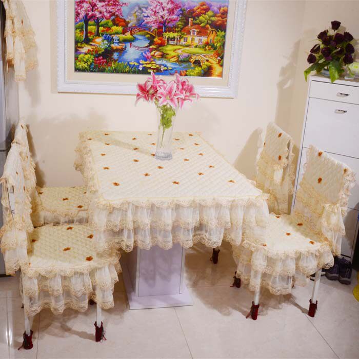 新款餐桌布椅垫椅套套装茶几布田园蕾丝布艺椅子套现代定制包邮