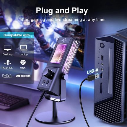 CM-100 USB Microphone Dynamic RGB Condenser Mic