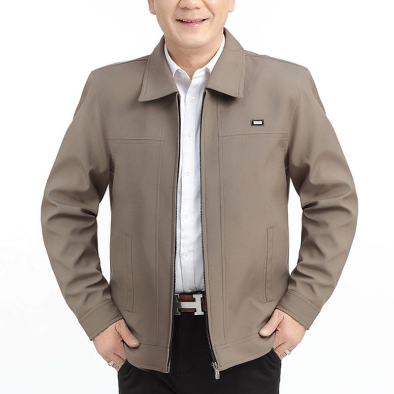 中老年人夹克春秋装爸爸外套长袖夏季薄款中年男士休闲夹克衫宽松