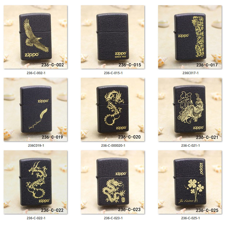 【圣诞礼物】zippo打火机黑裂漆商标正品煤油防风定制刻字送男士