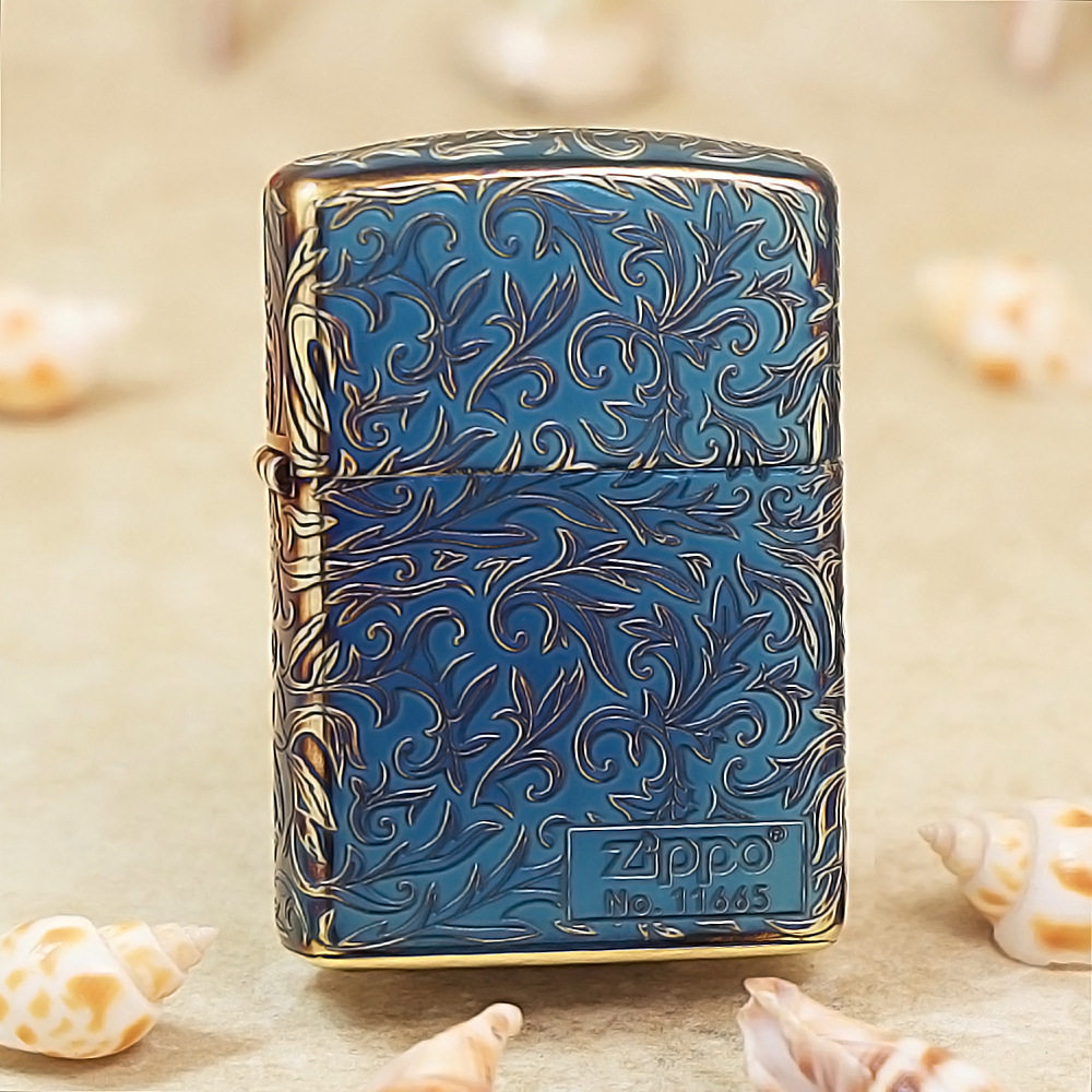 原装正品zippo打火机ZBT-3-22A限量五面唐草之Z右下标(烤蓝色)