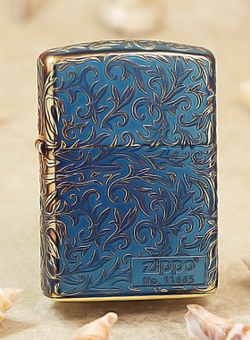 原装正品zippo打火机ZBT-3-22A限量五面唐草之Z右下标(烤蓝色)