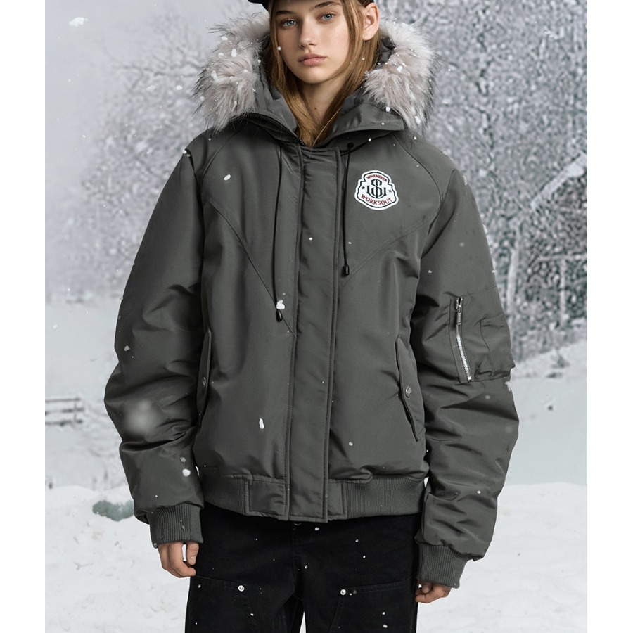 黄子弘凡同款NICEBAD原WORKSOUT连帽毛领派克羽绒棉服复古保暖女