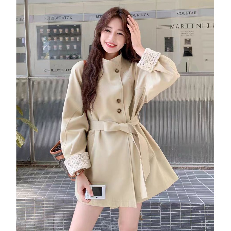卡其色短款立领风衣女秋2025新款小个子巨好看的高级感英伦短外套