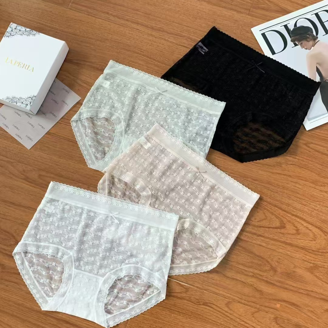 LP纯欲重工蕾丝提花抑菌低档内裤