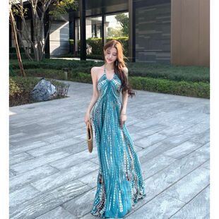 旅游拍照海边沙滩裙气质长裙子 法式 波西米亚度假连衣裙女夏季 新款