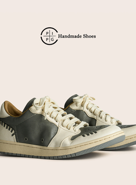PIPG水洗马皮鞋子男鞋休闲板鞋原创复古真皮手工厚底透气运动鞋女