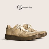 复古运动休闲板鞋 PIPG男鞋 小众原创设计手工真皮皮鞋 做旧擦色马皮