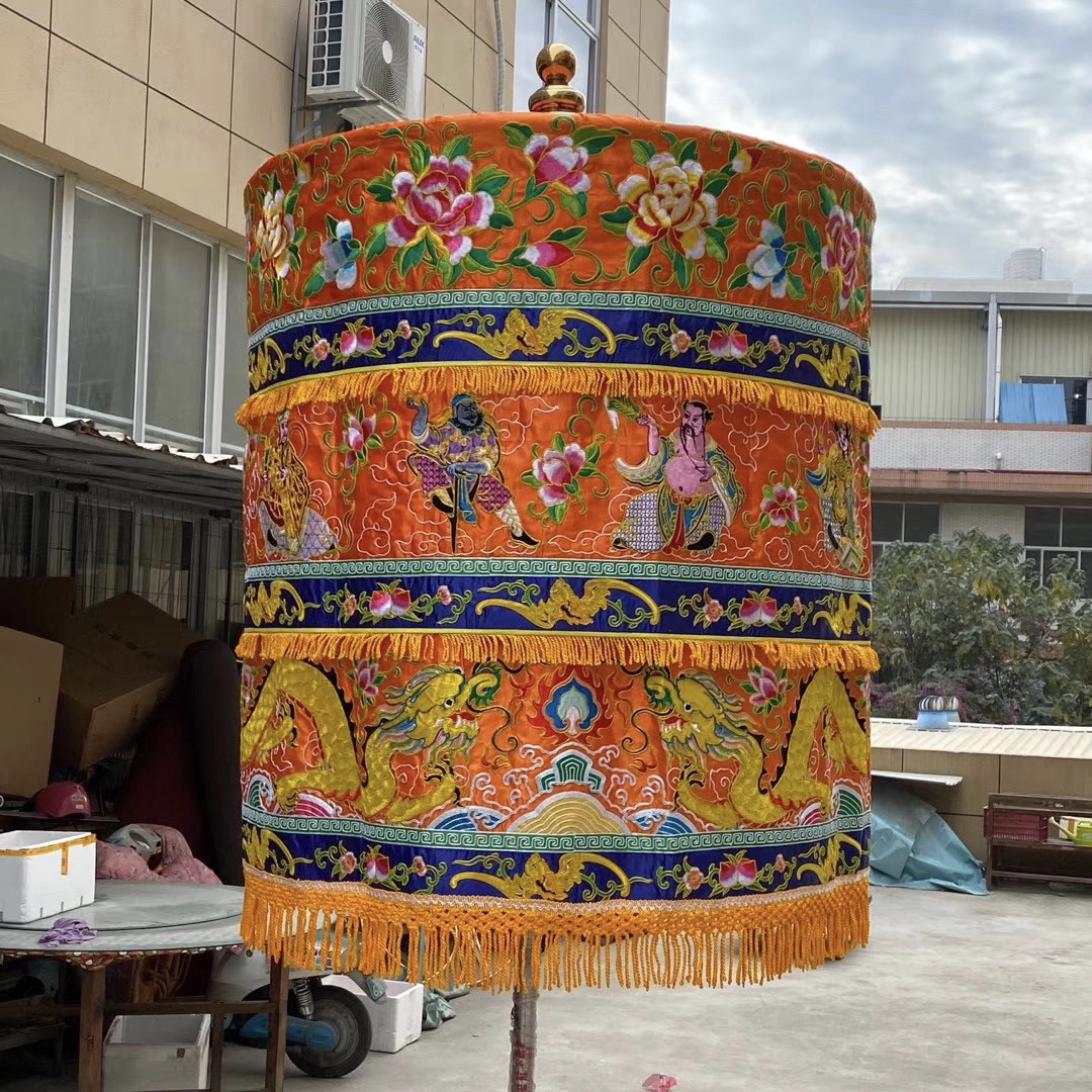 宝盖华盖佛顶黄龙伞盖万民伞佛像神像高档盘金绣EG佛堂刺绣品EE77