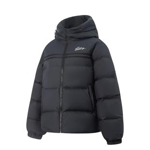 李宁正品 运动潮流系列女子加厚保暖连帽户外休闲羽绒服AYMV234