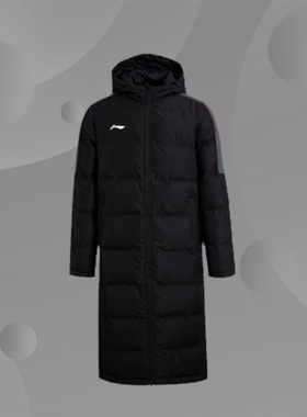 李宁男子冬季新款过膝加厚保暖运动中长款棉服棉袄AFMR481