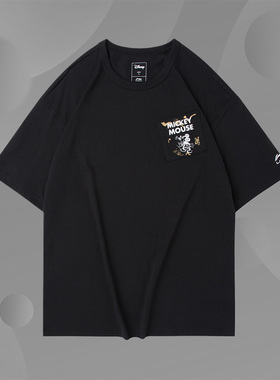 李宁米奇联名款棉短袖T恤男圆领宽松时尚休闲运动服AHSQ517