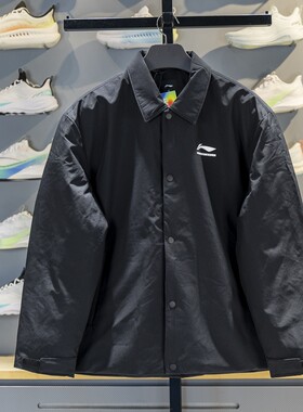 李宁正品男子宽松保暖棉服外套