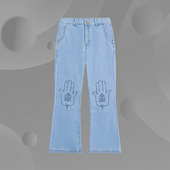 正品 AJQS348 潮流牛仔长裤 中国李宁新款 夏日派对女子运动休闲时尚